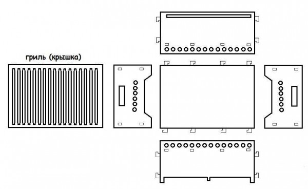 Disegno di un barbecue prefabbricato