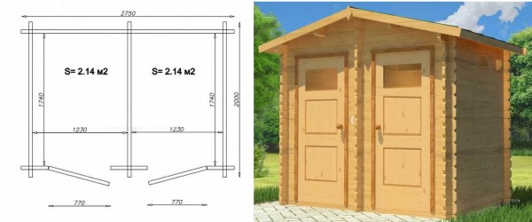 Aspetto e disegno di un bagno e doccia per una residenza estiva in un edificio