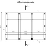 Imbracatura inferiore. Le posizioni delle scaffalature (legno 150 * 150 mm) sono contrassegnate da croci