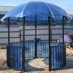 Gazebo rotondo per cottage estivi in ​​policarbonato blu - romantico