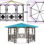 Disegno di un gazebo metallico ottagonale con dimensioni