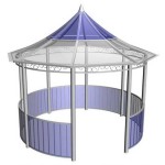 Gazebo tondo con struttura in metallo e rivestimento in policarbonato