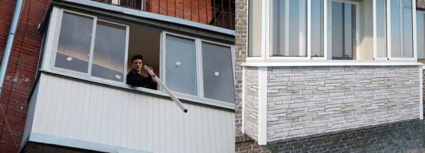 Puoi rivestire il balcone con rivestimenti. Semplice o seminterrato (a destra)