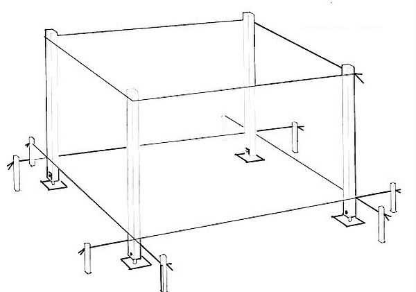 Disposición del sitio e instalación de pilares.