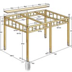 Pergola tegning med dimensjoner