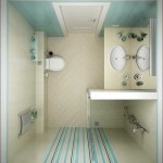 Design del bagno con WC nei toni del beige, diluito con inserti bluastri