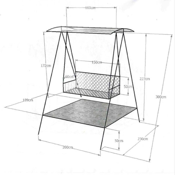 Disegno di un'altalena da un tubo profilato con dimensioni