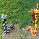 La zebra e la giraffa sono realizzate secondo un principio simile: la differenza di lunghezza e colore del collo