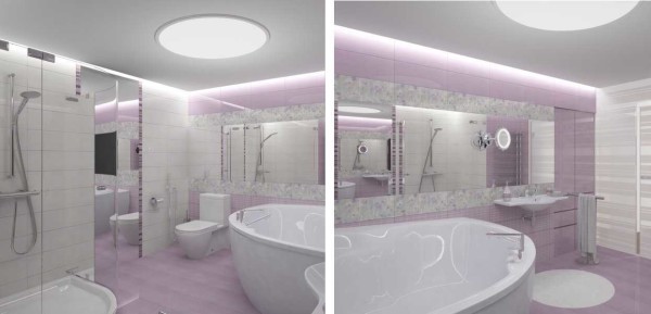 Decorazione del bagno in bianco e rosa