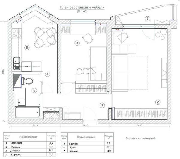 Plano de distribución de muebles