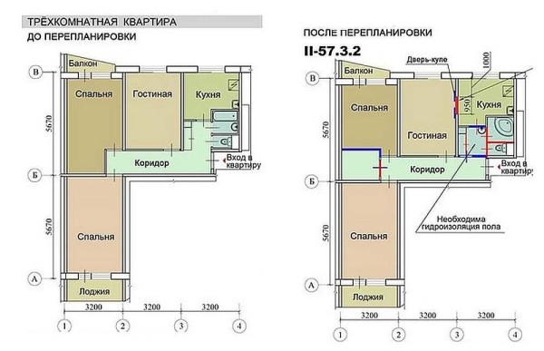 Reurbanización de un Jruschov de tres habitaciones: fotos antes y después