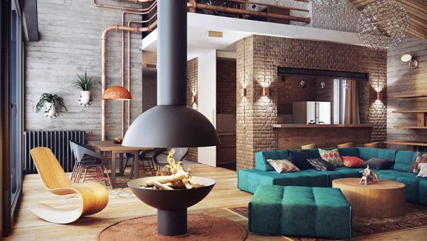 Incluso las chimeneas son estilo loft