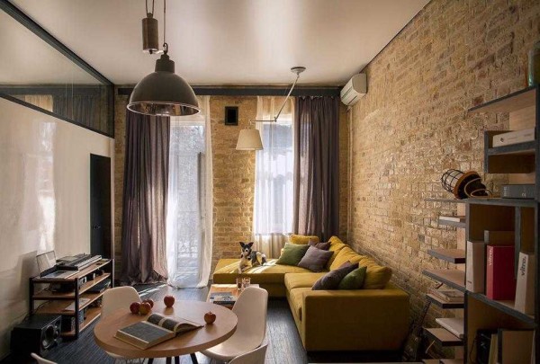 Stile loft nel soggiorno