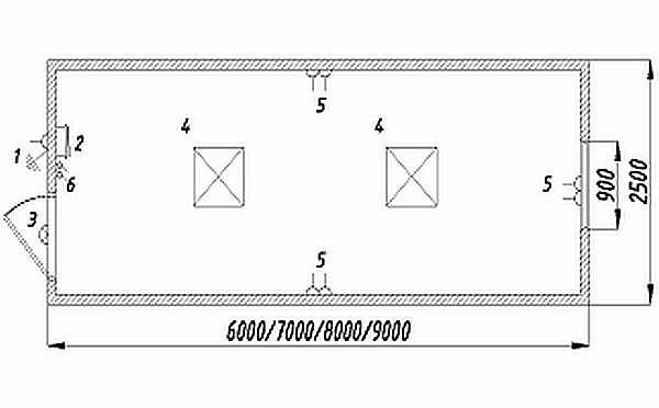 Disegno di una cabina con dimensioni