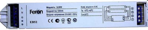 ECG per due lampade fluorescenti