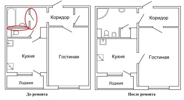 Uklanjanje pregrada između kupaonice i WC-a jedna je od mogućnosti popravka