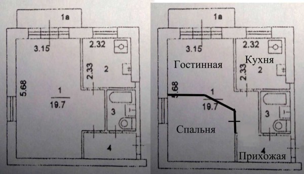 Hacer un apartamento con un dormitorio de un pequeño apartamento de una habitación