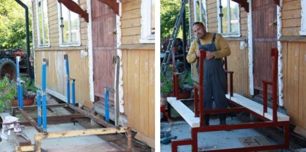 Saldiamo, prepariamo e dipingiamo la base per le panchine