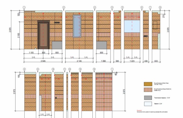 Un esempio di layout di piastrelle in un bagno