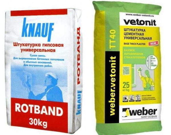 Rotband è un popolare intonaco di gesso, Vetonit è un cemento