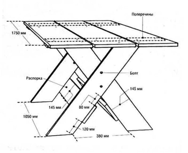 Mesa sencilla con patas en forma de X