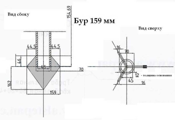 Boretegning 159 mm