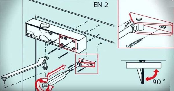 Diagrama de instalación del cierrapuertas