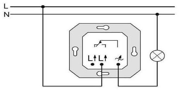 Schema per il collegamento di una lampada a un dimmer