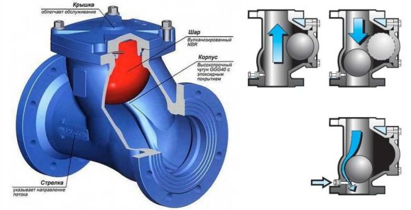 La struttura della valvola di ritegno a sfera per la fogna