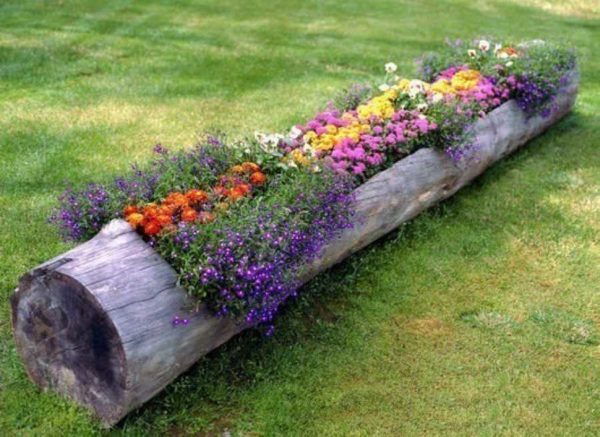 Los jarrones para flores de tocones y troncos de árboles pueden ser de diferentes tamaños.