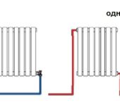 Diagonalt tilkoblingsskjema for radiatorer med to-rør og ett-rør system