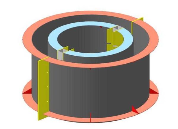 Hvordan en form for produksjon av betongringer kan se ut