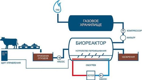 Skjematisk diagram over biogassanlegg