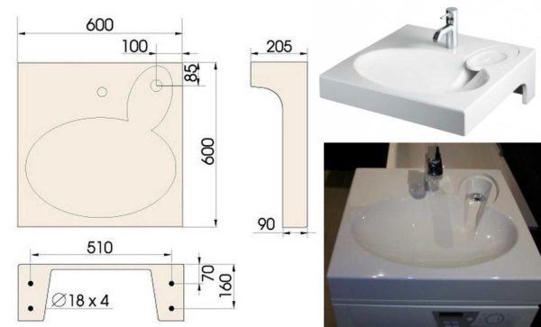 Lavabo sobre la lavadora con desagüe lateral y posterior - PAA CLARO