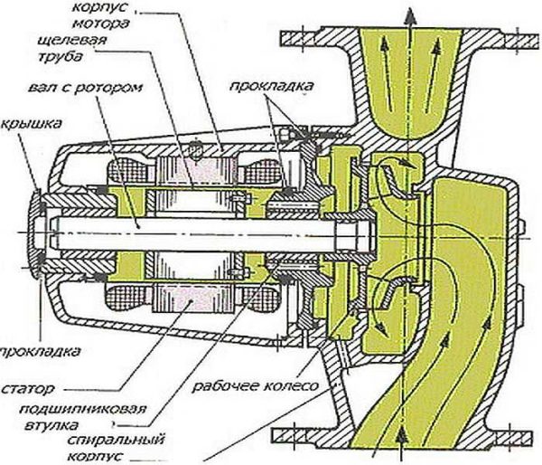 Disposizione della pompa senza premistoppa - solo parte elettrica asciutta