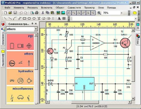 Un esempio di utilizzo di ProfiCAD per disegnare circuiti elettrici