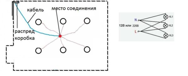 Paralelni priključak - kabel za svaku svjetiljku