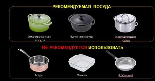 La mayoría de los problemas con una cocina de inducción están asociados con una selección incorrecta de utensilios de cocina.