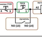 Schema di collegamento di un avviatore magnetico con una bobina da 220 V e un circuito di autorespirazione