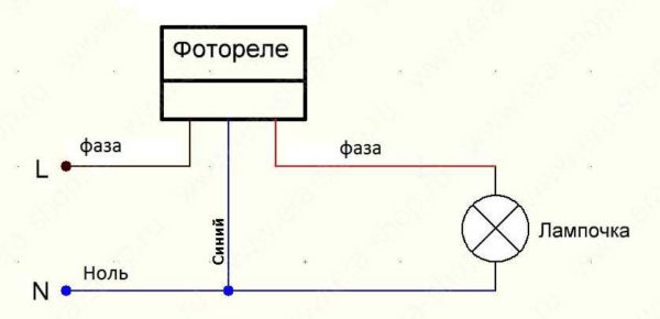 Diagrama de conexión de un relé fotográfico para iluminación (linterna)