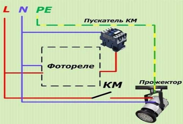 Esquema eléctrico para sensor día-noche con arrancador