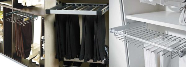 Accesorios para guardar pantalones y jeans en el armario.