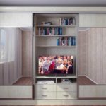 Skyve garderobe med TV inni