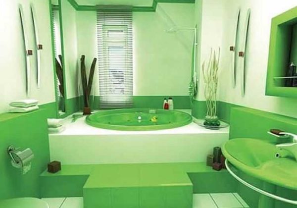 Allegro verde in due tonalità in bagno