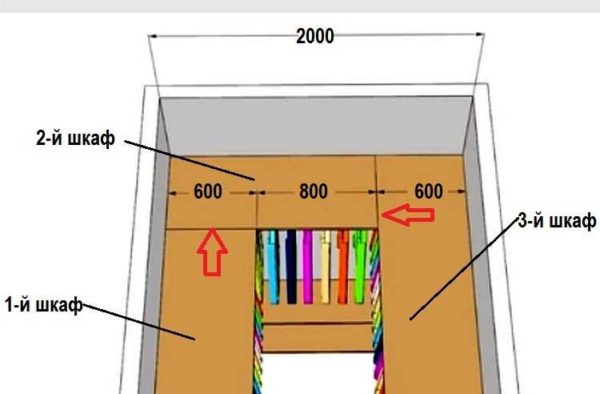 Layout con vani portaoggetti su tre lati