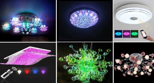 Alcuni lampadari a LED per la casa con telecomando possono anche cambiare colore.