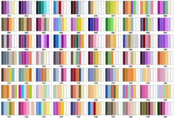 Tabella delle combinazioni di colori all'interno: diverse opzioni