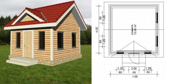 Pequeña casa de campo de madera 4 * 4: un proyecto muy simple