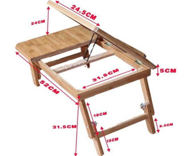 Dimensiones del soporte de mesa para autoproducción.