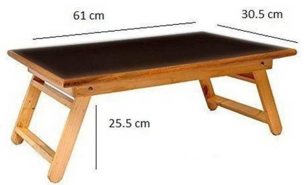 Mesa de cama sencilla para servir el desayuno en la cama con dimensiones